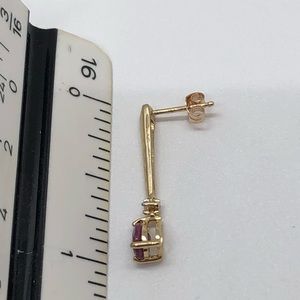 14k gold ruby and diamond drop earrings, NWT.